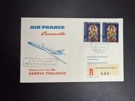 Air France Erstflugbrief Genf-Toulouse 1969