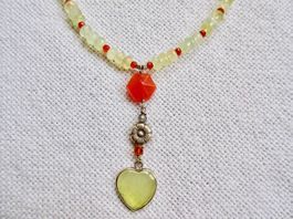 Collier coeur citrine - citrine et cornaline - argent