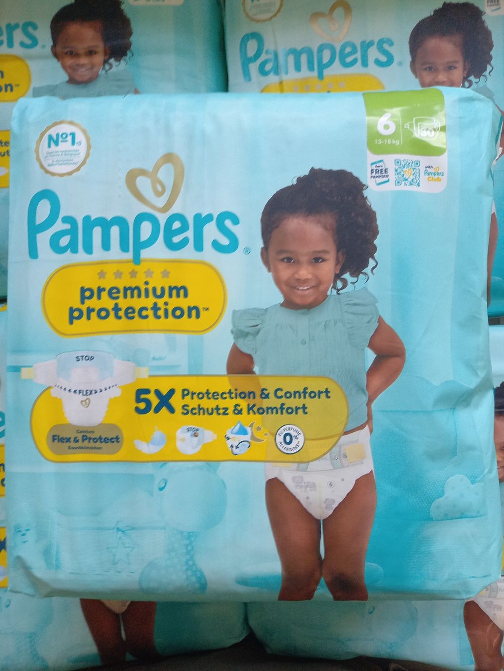 Pampers Secchi per pannolini & Pannolini: Pampers "Premium Protection"; Grösse 6; 5 mal 30 Stk. – Nuovo e nell'imballaggio originale da Zürich venduto da HansBald 2