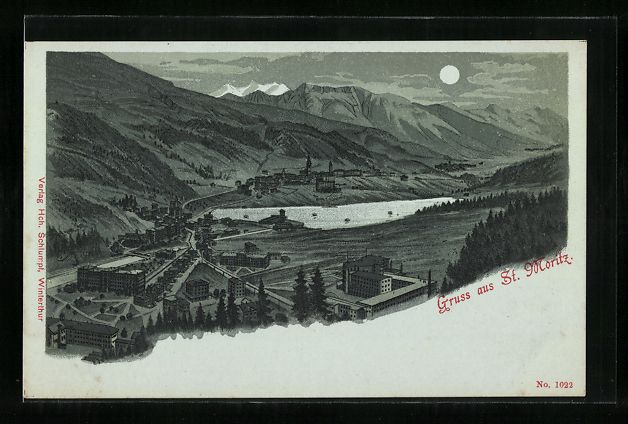 Cartes postales: Mondschein-Lithographie St. Moritz, Pano – D'occasion à Berlin par bartko-reher
