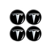 Tesla Nabendeckel 3D Emblem 48mm Durchmesser 4er Set NEU