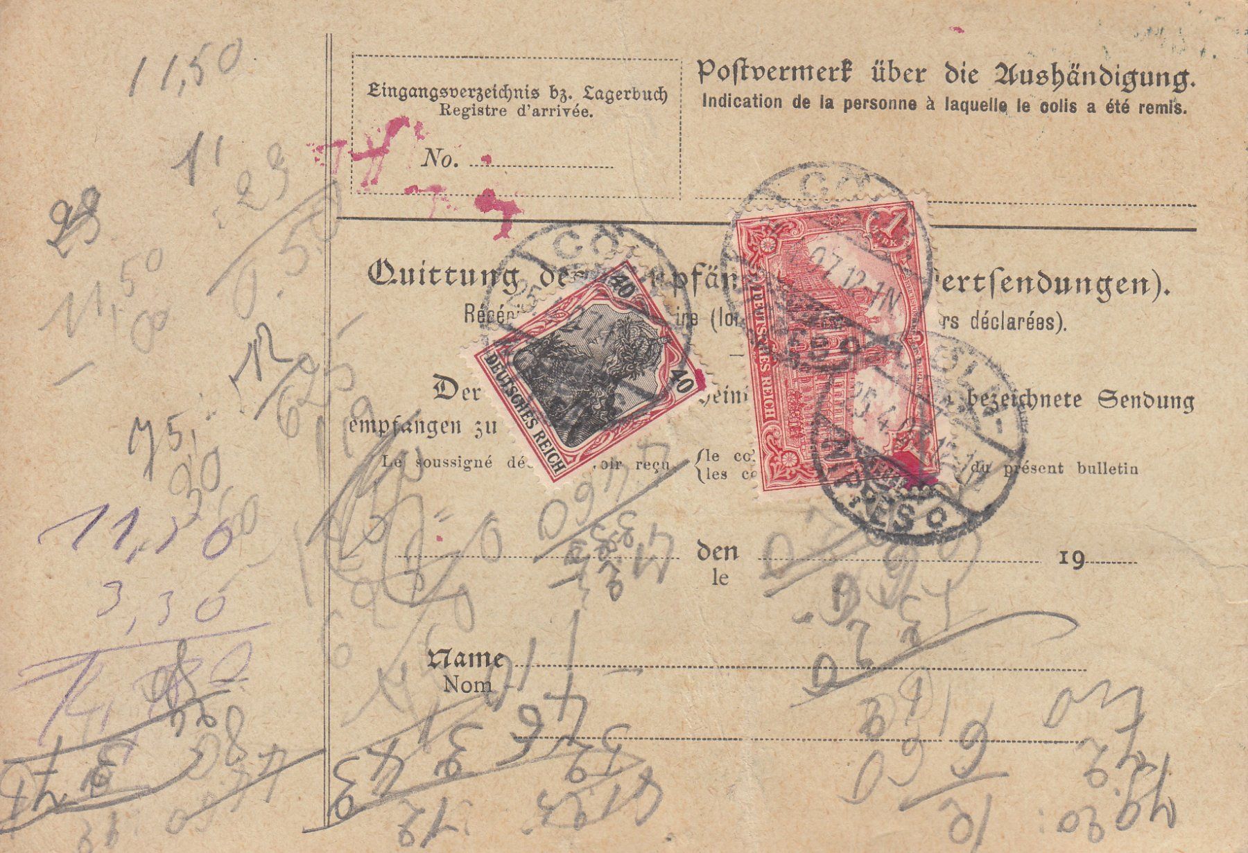 Tutti i francobolli: DR 3 Paketkarten 1907 – Usato da Bürglen TG venduto da StampGraf 6