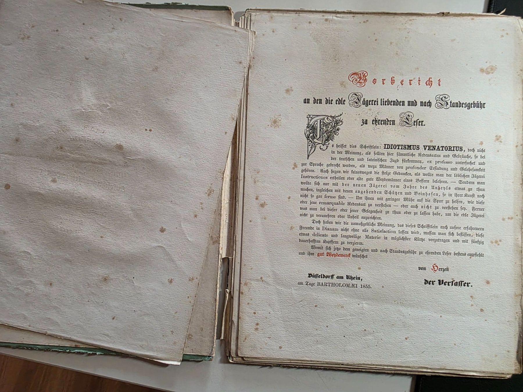 Libri: loses antikes Buch Jäger Sprache - 1855 – Difettoso da Walterswil BE venduto da Lonitti 2