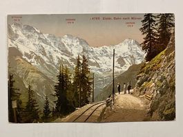Historische Aufnahme, elektrische Bahn nach Mürren