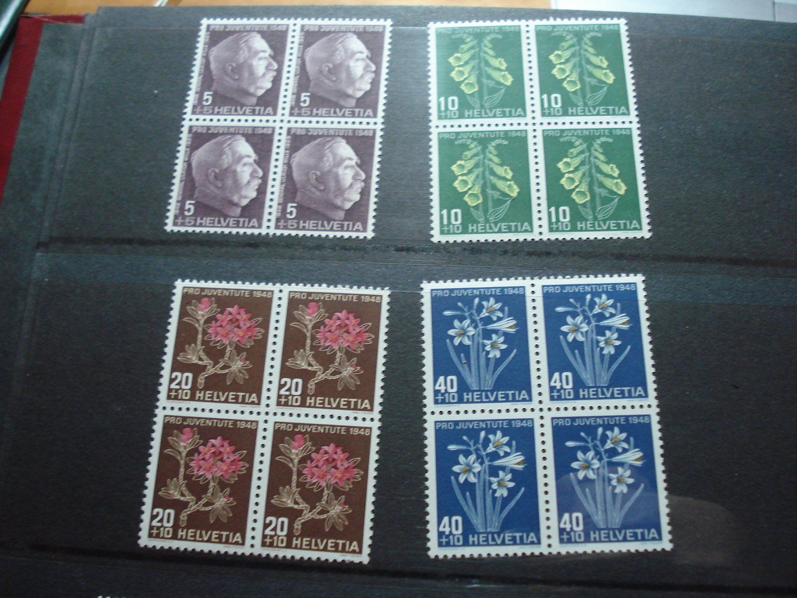 Alle Briefmarken: Pro Juventute 1948, Satz 4erblocks ** – Gebraucht aus Niederwil AG von morostahu