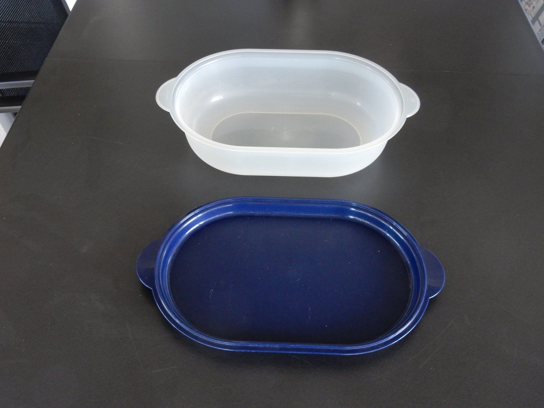 Ciotole: Vorratsbehälter oval mit Deckel weiss/blau neu – Nuovo (secondo la descrizione) da Neuenegg venduto da wisteibe