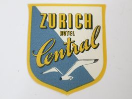 Antiker Kofferkleber Hotel Central Zürich Sticker
