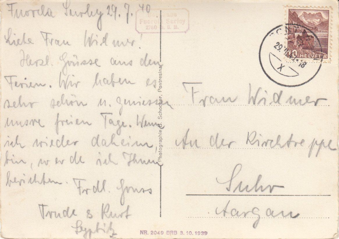 Cartoline postali: Piz Bernina Roseg 1940 – Usato da Bürglen TG venduto da StampGraf 1