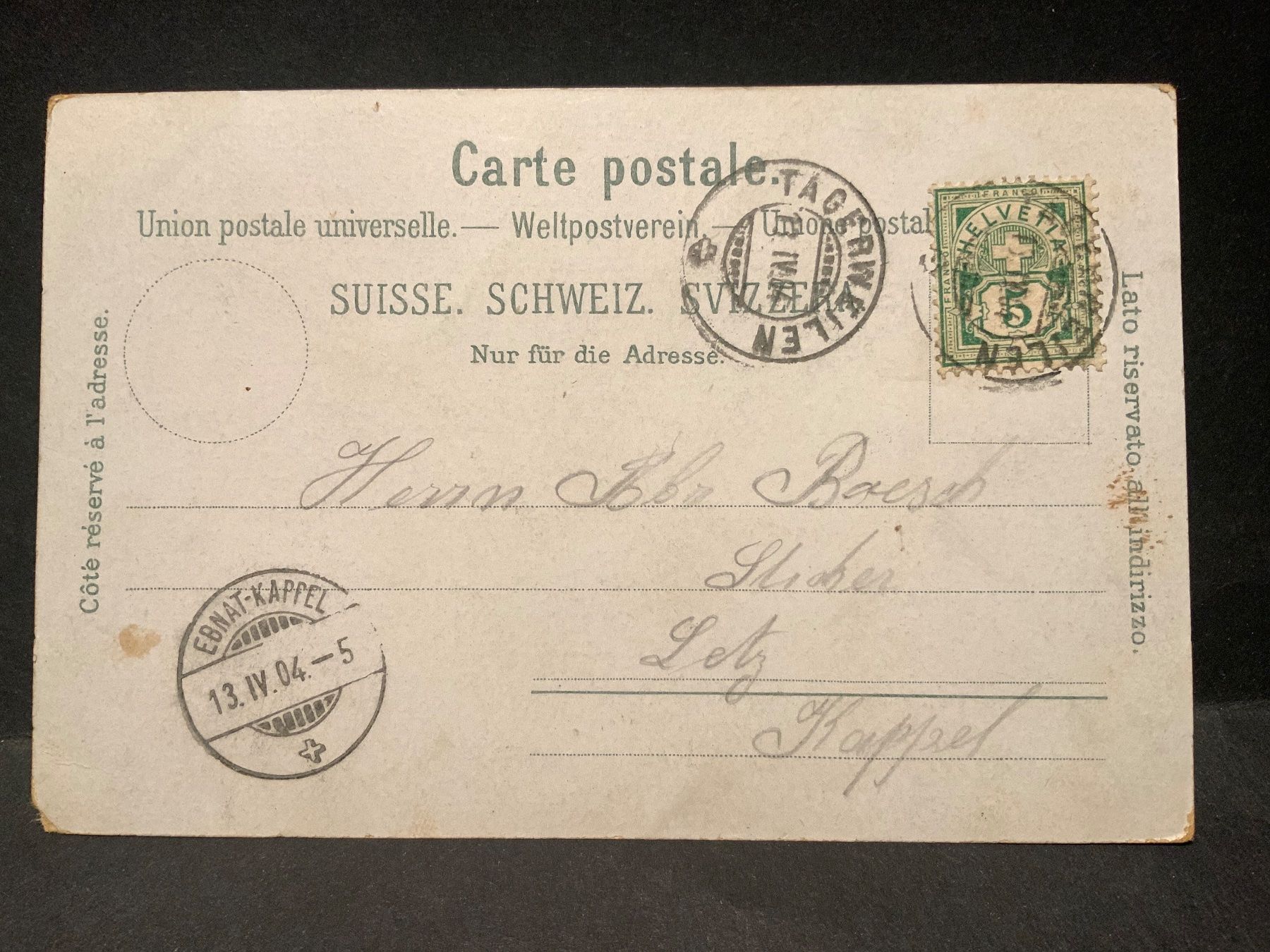 Ansichtskarten: AK Tägerweilen 1904 – Gebraucht aus Wila von 7churfirsten 1