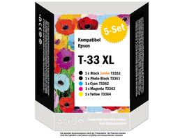 Epson T-33 XL T-3351, T-3361-64, komp. Drucker-Patronen (5x)