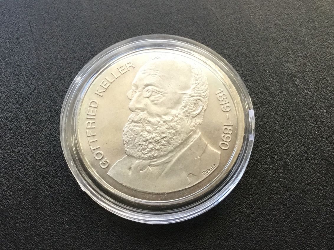 Alle Münzen: ** 5 Franken Gottfried Keller 1990 – Gebraucht aus St. Margrethen SG von alfapeugeot10