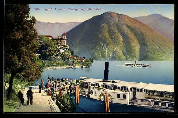 Cartoline postali: AK Castagnola, Panorama, Imbarcadero – Usato da Berlin venduto da bartko-reher