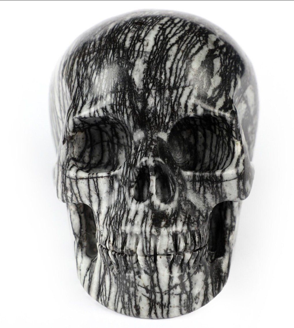 Sculture & Statue: Spidernetz-Jaspis Totenkopf handgeschnitztes Kunstobjekt – Nuovo (secondo la descrizione) da Hornussen venduto da tha_l6qp 1
