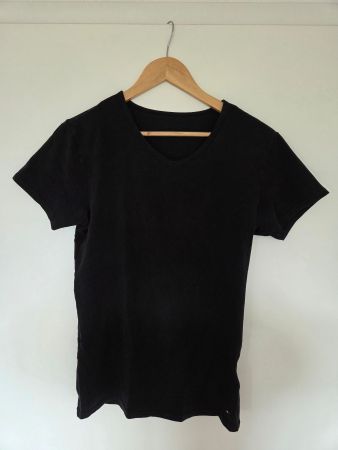 Tommy Hilfiger V-Neck T-Shirt Schwarz Stretch Gr. S