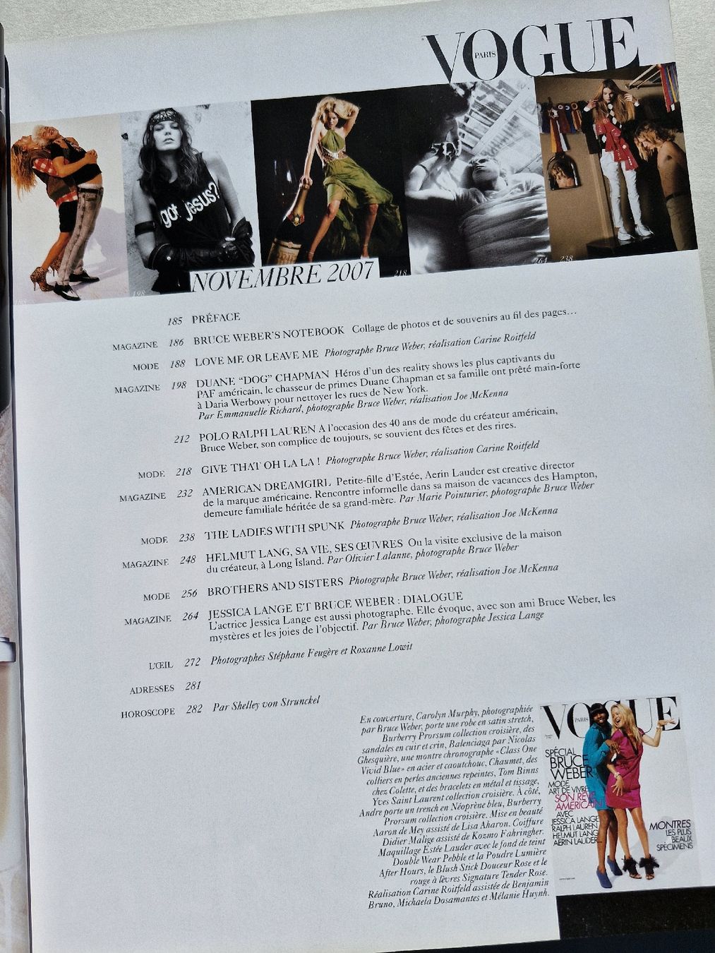 Vogue Paris, November 2007, Bruce Weber (Gebraucht) in Zürich für CHF ...