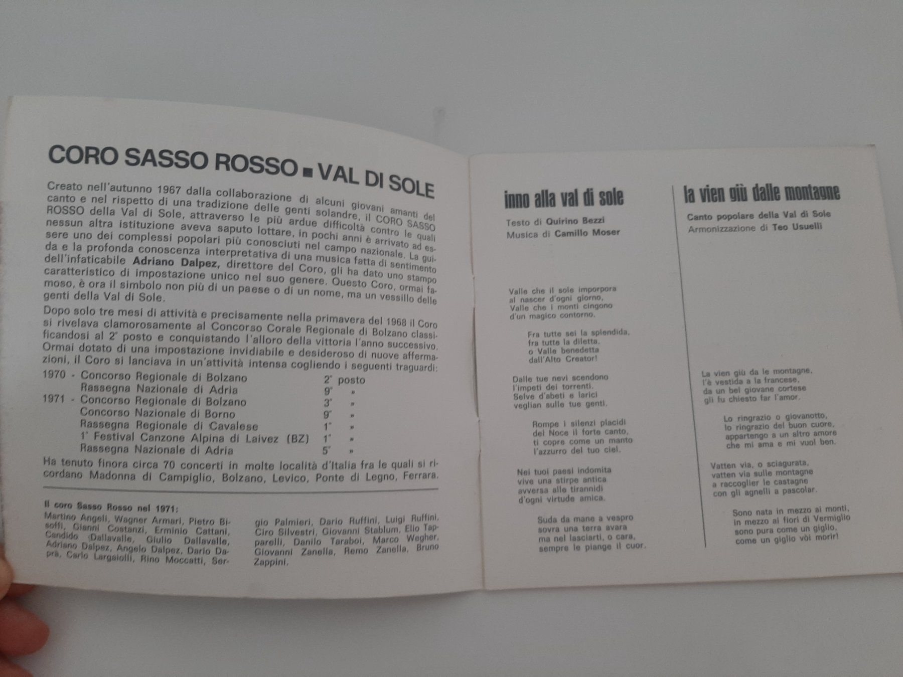 Dischi in vinile: Coro Sasso Rosso val di sole Schallplatte – Usato da Aarburg venduto da NDK 2