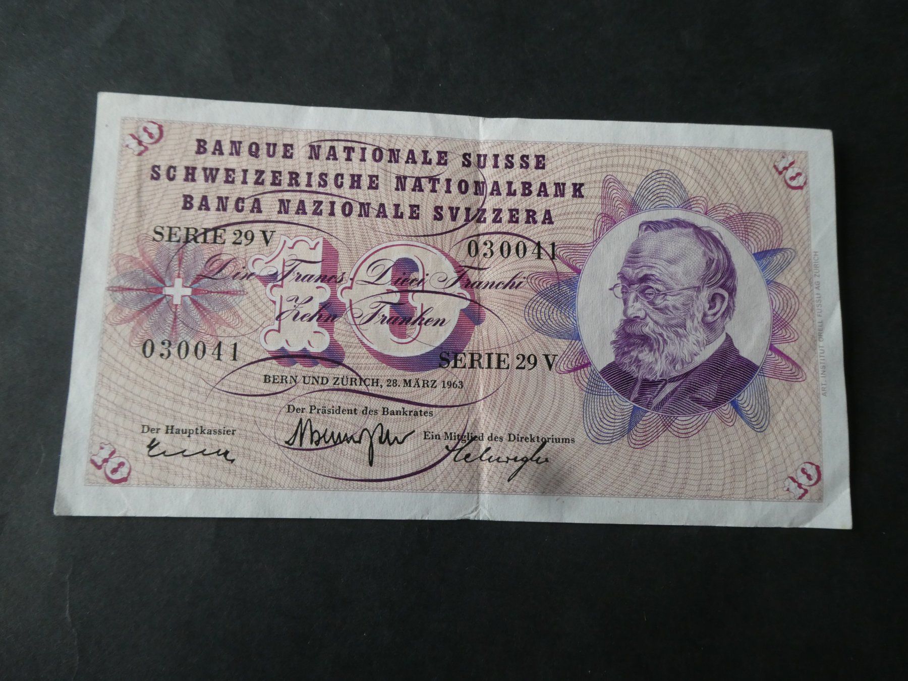 Banconote: Schweiz 1963, 10 Franken – Usato da Hinterforst venduto da Rohusri