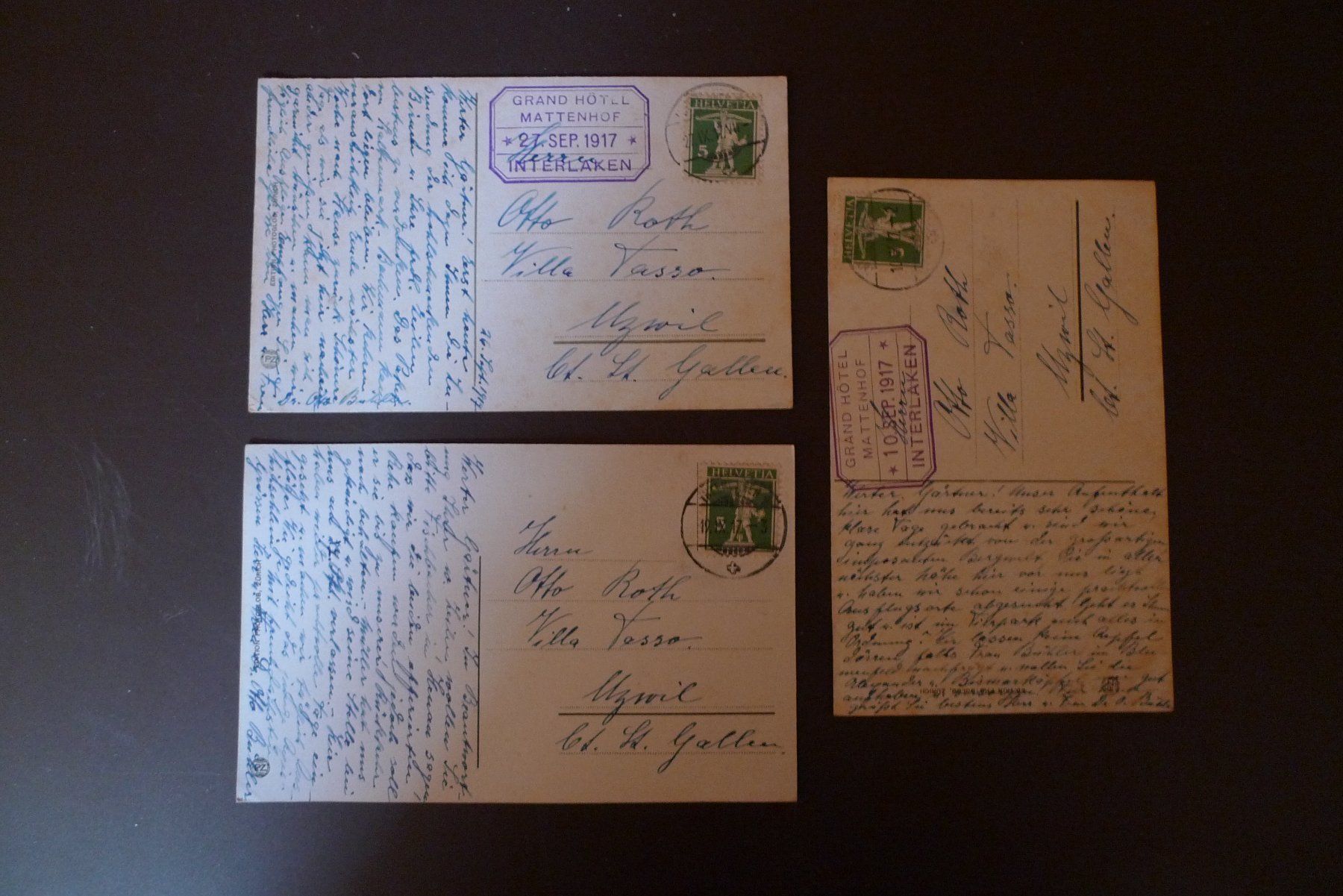 Cartoline postali: 3 alte Ansichtskarten Jungfrau Region, 1917 – Usato da Dietikon venduto da Leitz5180 1