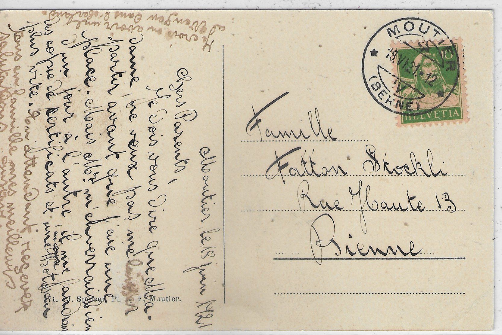 Cartoline postali: Moutier - Hotel du Cerf - animee – Usato da Ettingen venduto da Kartenplanet 1