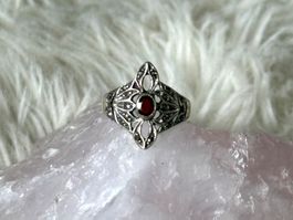 Vintage Silberring 925 mit rotem Stein