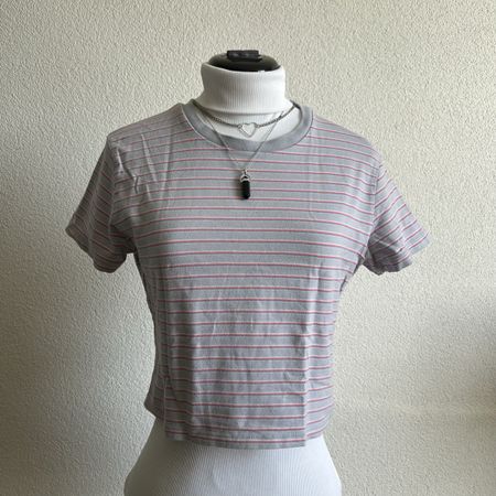 Brandy Melville Gestreiftes Top Grau Rosa