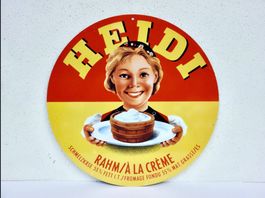 ALTES REKLAME BLECHSCHILD HEIDI KÄSE SCHMELZKÄSE RAHM