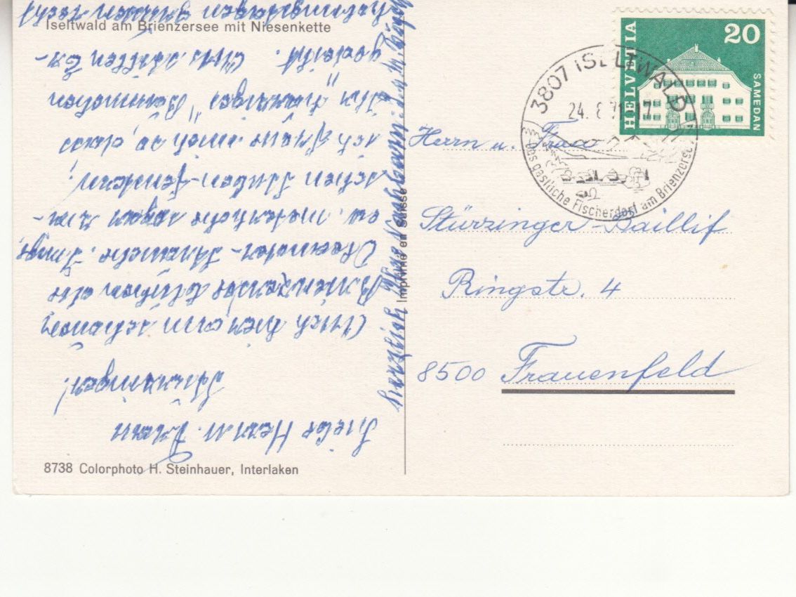 Cartes postales: Iseltwald 1971 – D'occasion à Bürglen TG par StampGraf 1