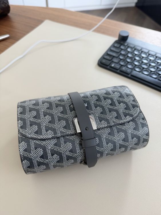 Watch Holder Goyard Watch Roll Goyard Black Goyardine Canvas