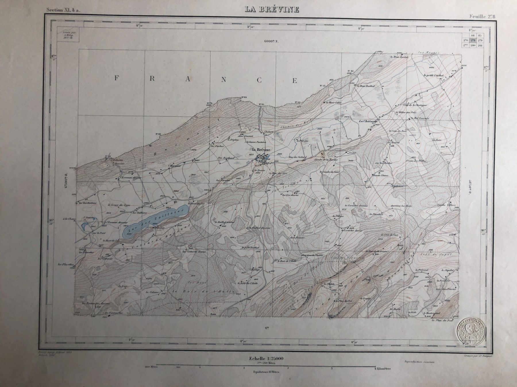 Landkarten & Atlanten: Siegfriedatlas Bl. 278: La Brévine 1876 – Gebraucht aus Zürich von allp 1