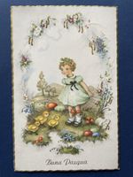 Antike Osterkarte "Buna Pasqua" mit Briefmarken, Tax