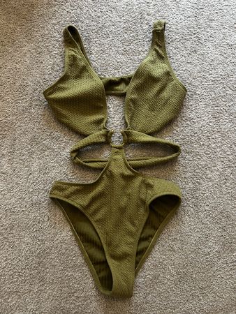 Green One-Piece Swimsuit with Cutouts size M