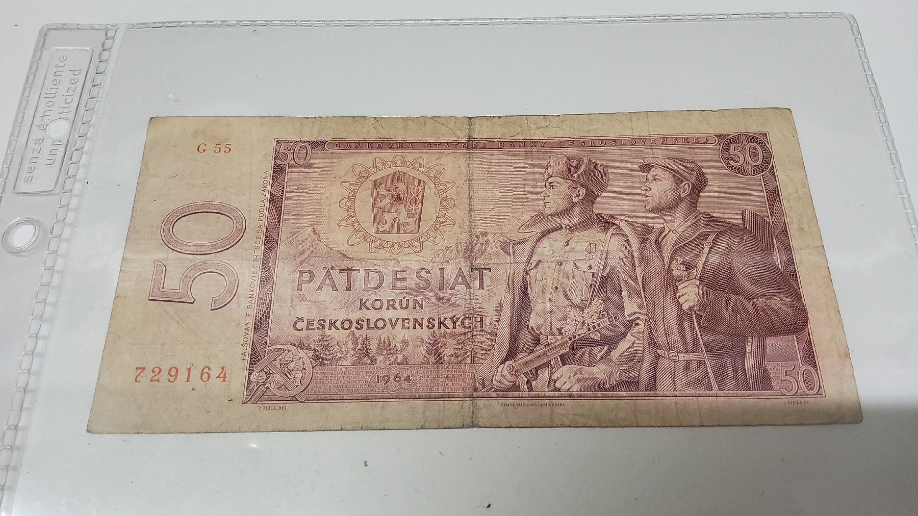 Banknoten: Seltene Tschechoslowakei 50 Kronen 1964 Note G 55 – Gebraucht aus Herisau von Nluanalucas
