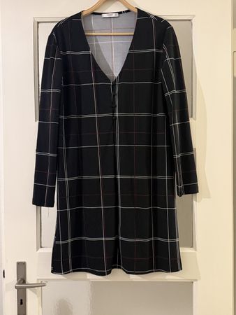 Elegantes Mango Kleid, Grösse L, Schwarz/Weiss Kariert Top