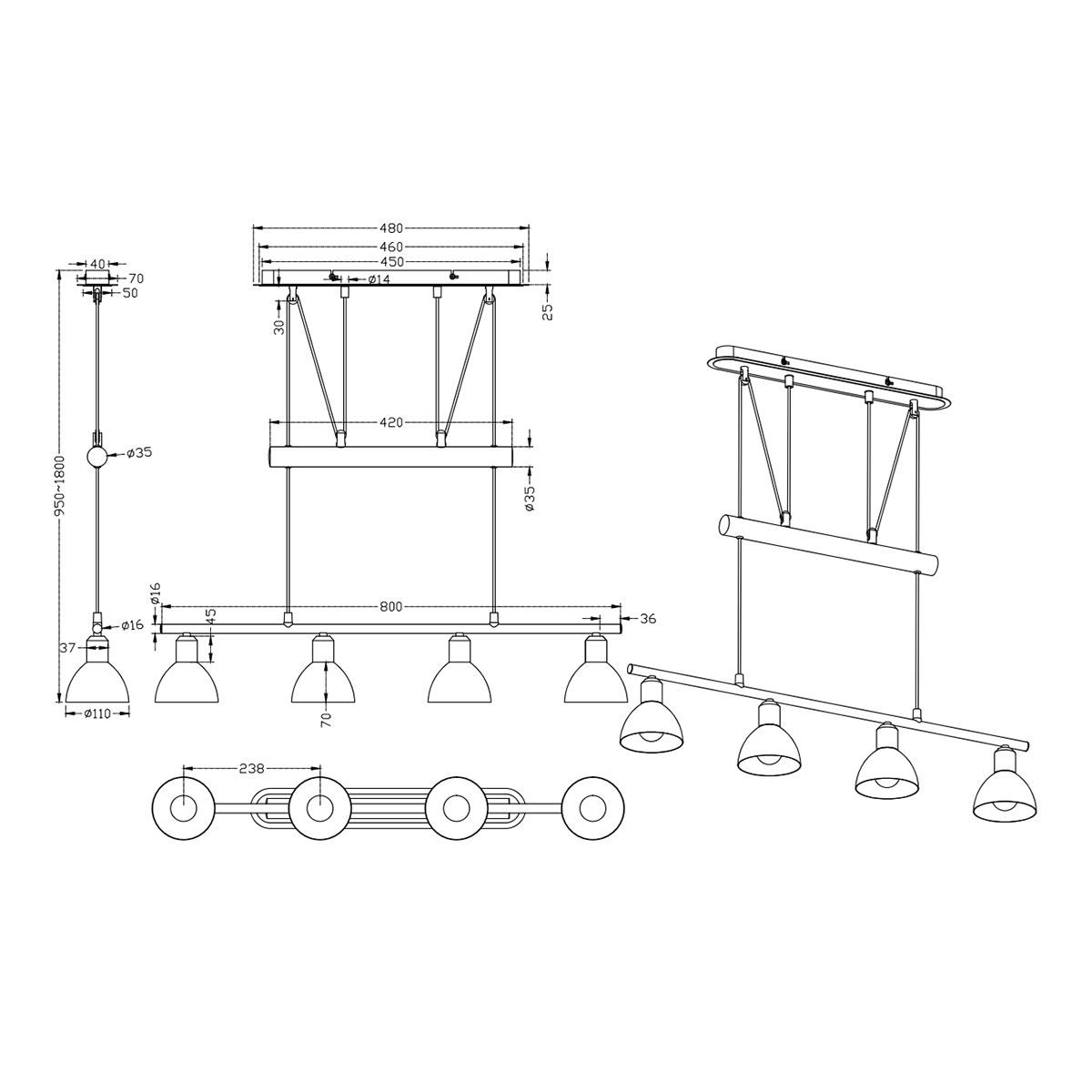 Lampadari & plafoniere: LED Pendelleuchte, 80 cm x 160 cm – Nuovo (secondo la descrizione) da Kreuzlingen venduto da Smart-Light 3