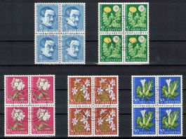 Pro Juventute 1960,  4er-Block Serie mit ET-ʘ