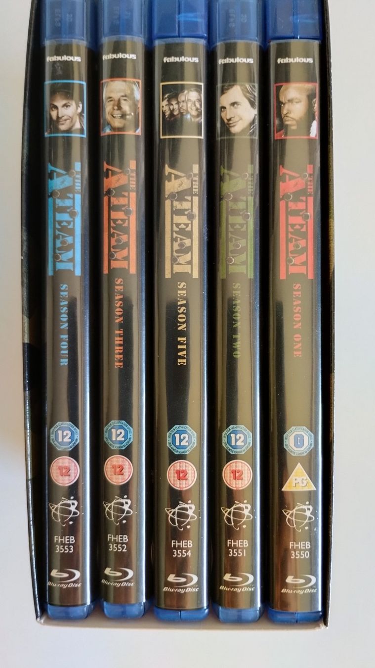 Tutti i DVDs: A-TEAM STAFFEL 1-5 BLU-RAY BOX IM SCHUBER - UK VERSION – Nuovo (secondo la descrizione) da Basel venduto da Bal-Sagoth 1