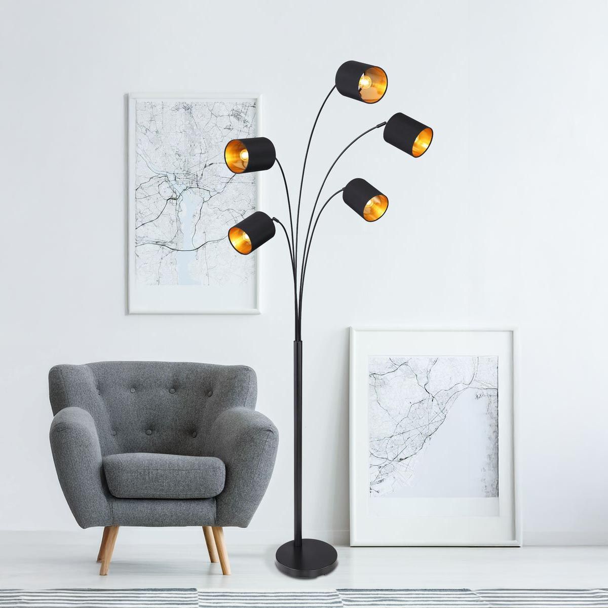 Lampade: Stehleuchte, Stoff, Schwarz, 204 cm Höhe – Nuovo (secondo la descrizione) da Kreuzlingen venduto da Smart-Light 1