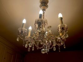 Lustre à pampilles & Bras en verre