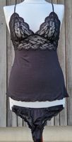 Tolles Schwarzes Spitzentop Transp. mit String, Set Grösse S