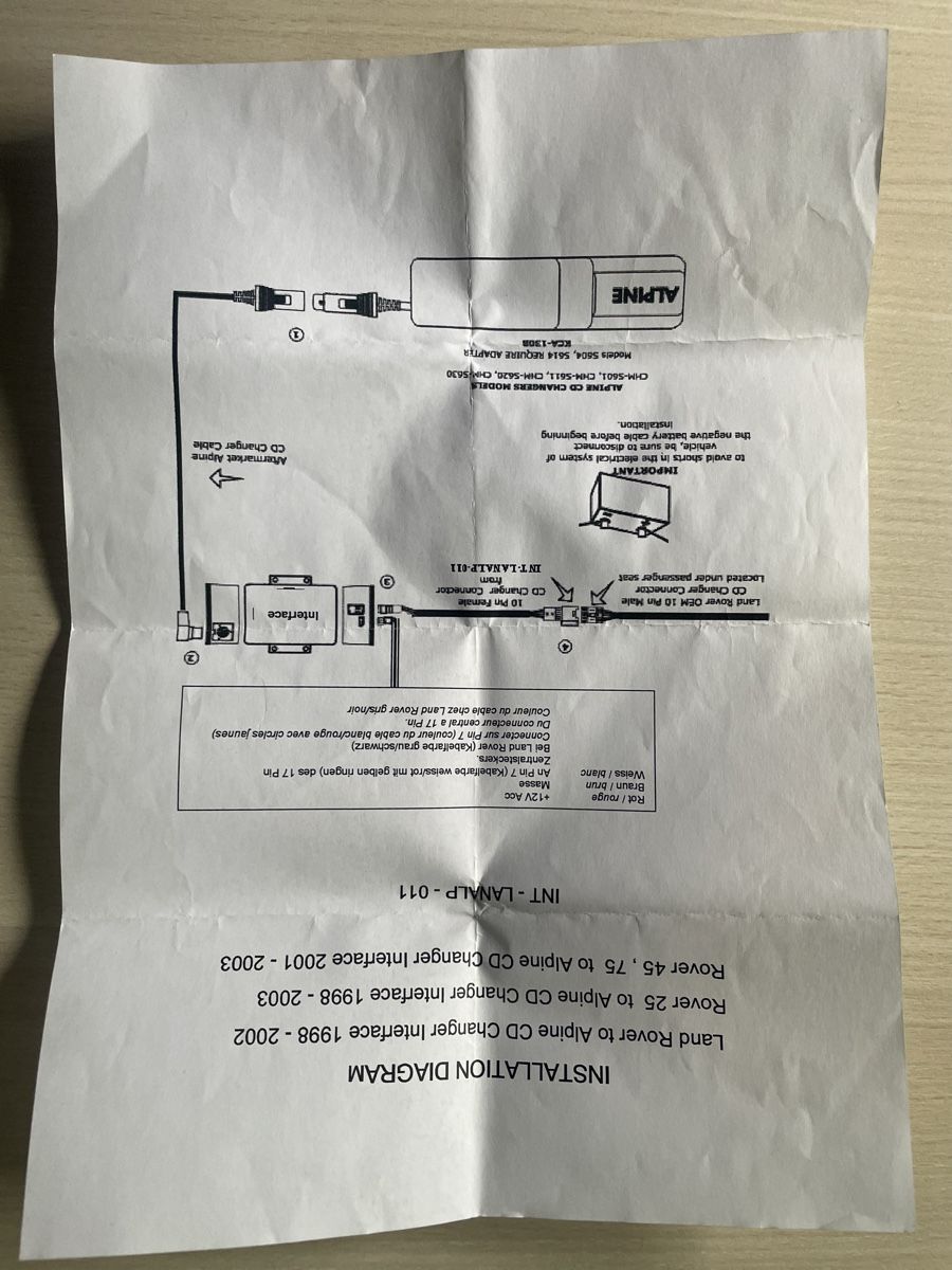 Land Rover Tutti pezzi di ricambio auto: Interface Land Rover 25, 45, 75 vers chargeur CD Alpine – Nuovo e nell'imballaggio originale da Denges venduto da Ricautomotive 2