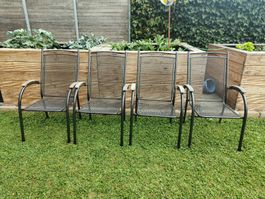 Gartenstühle Metall Holz 4 Stk 