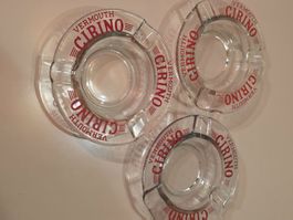 3er-Set Vintage Vermouth Cirino Glas-Aschenbecher 60er/70er