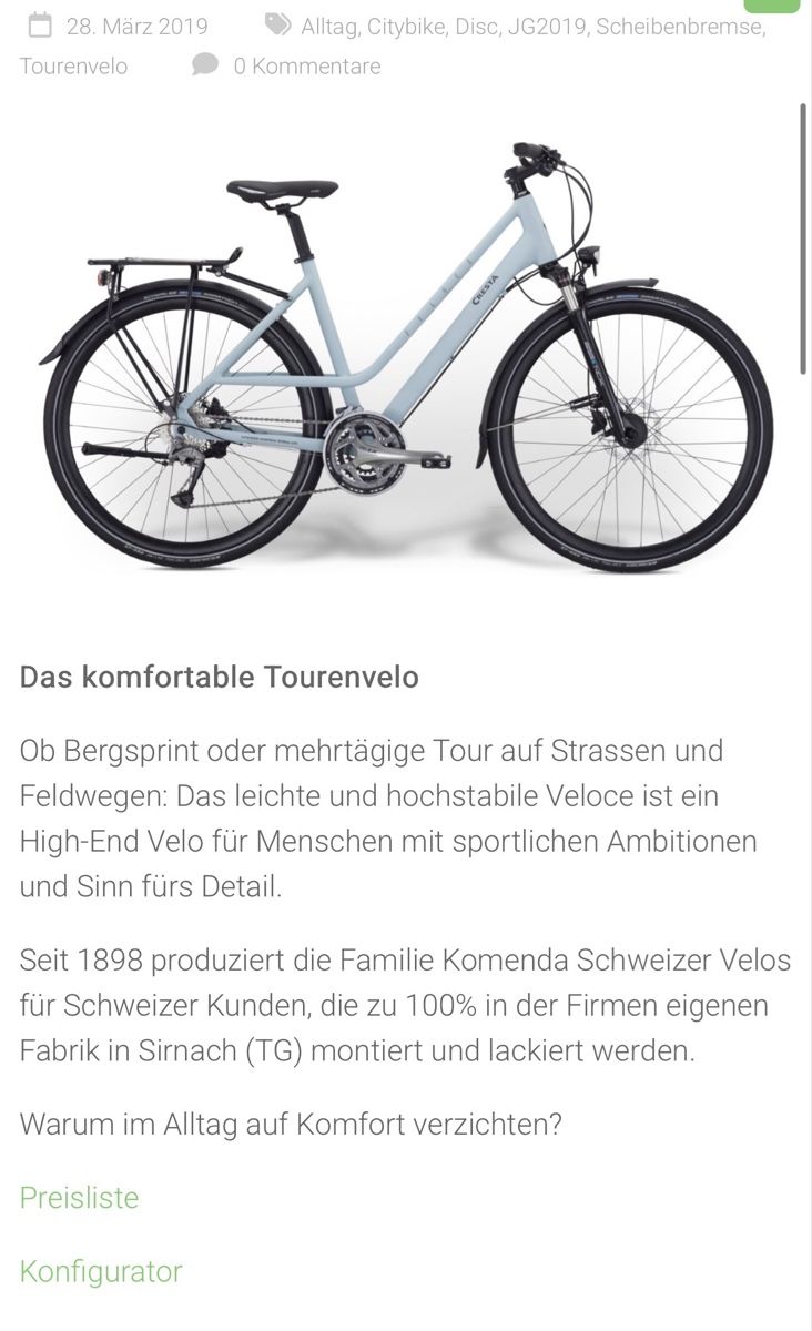 Cresta Biciclette: Cresta Alltagsvelo hellblau - Veloce Damen – Usato da Gibswil venduto da Engelsgleich 8