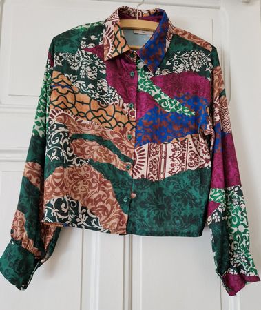 Chemise manches longues à motifs, taille S/M, garconne