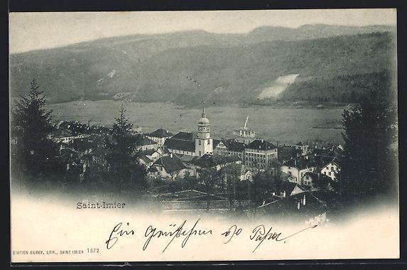 Cartes postales: Saint-Imier, Totalansicht mit Bergpanora – D'occasion à Berlin par bartko-reher