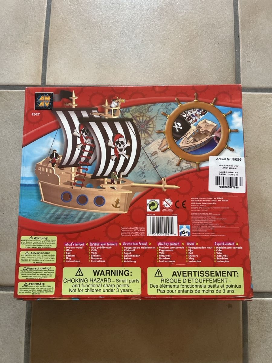 Kit bricolage: Holz Piratenschiff Bastelset – Nuovo e nell'imballaggio originale da Glarus venduto da chr_s287 1