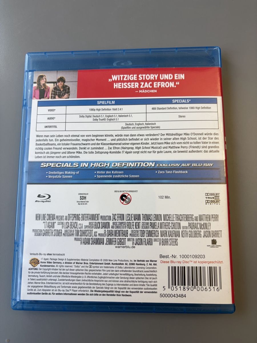 Tutti i DVDs: 17 Again, Blu-Ray – Usato da Bern venduto da dalmaxxi 1