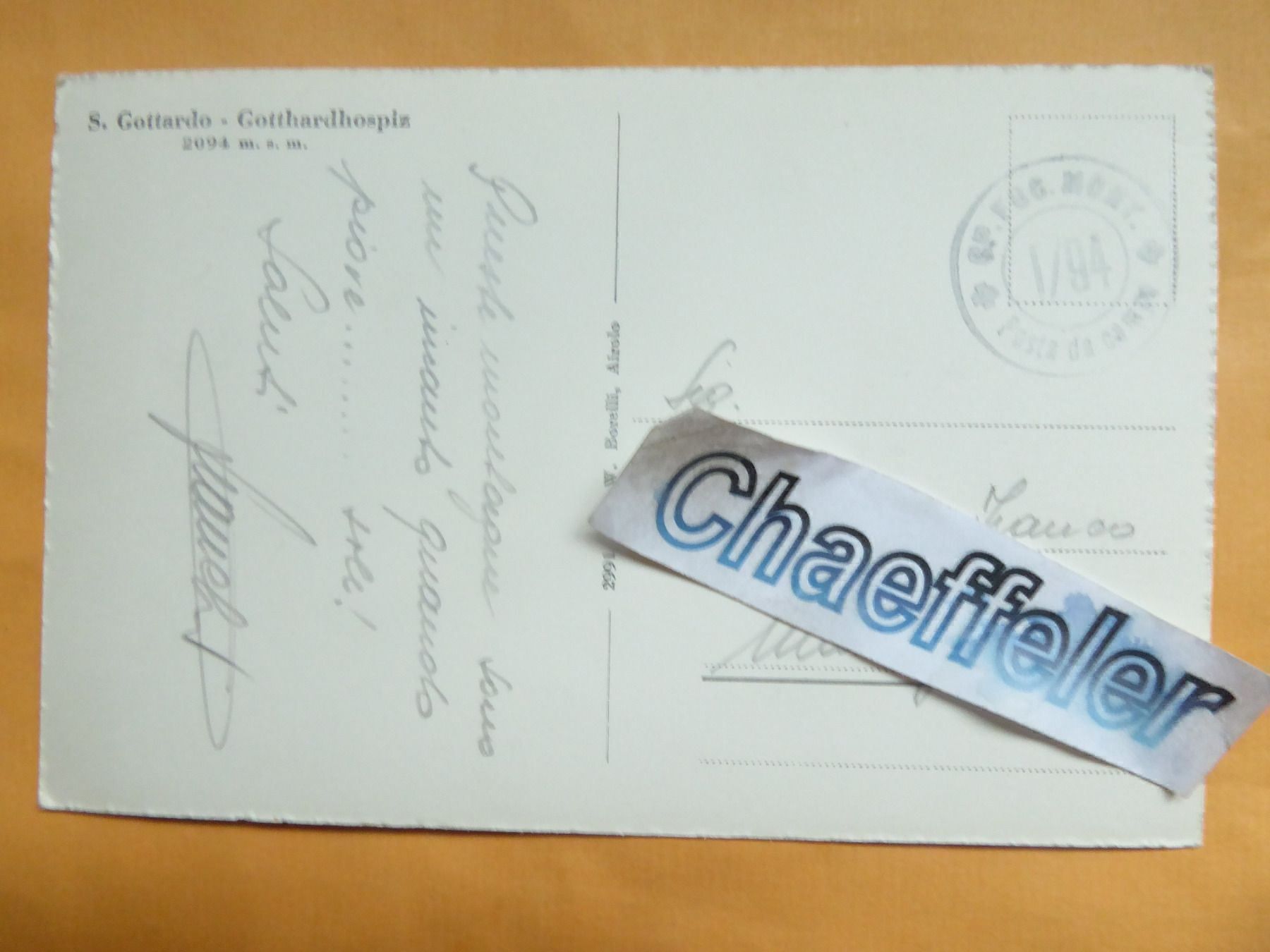 Cartoline postali: S. Gottardo - Gotthardhospiz – Usato da Zürich venduto da Chaeffeler 1