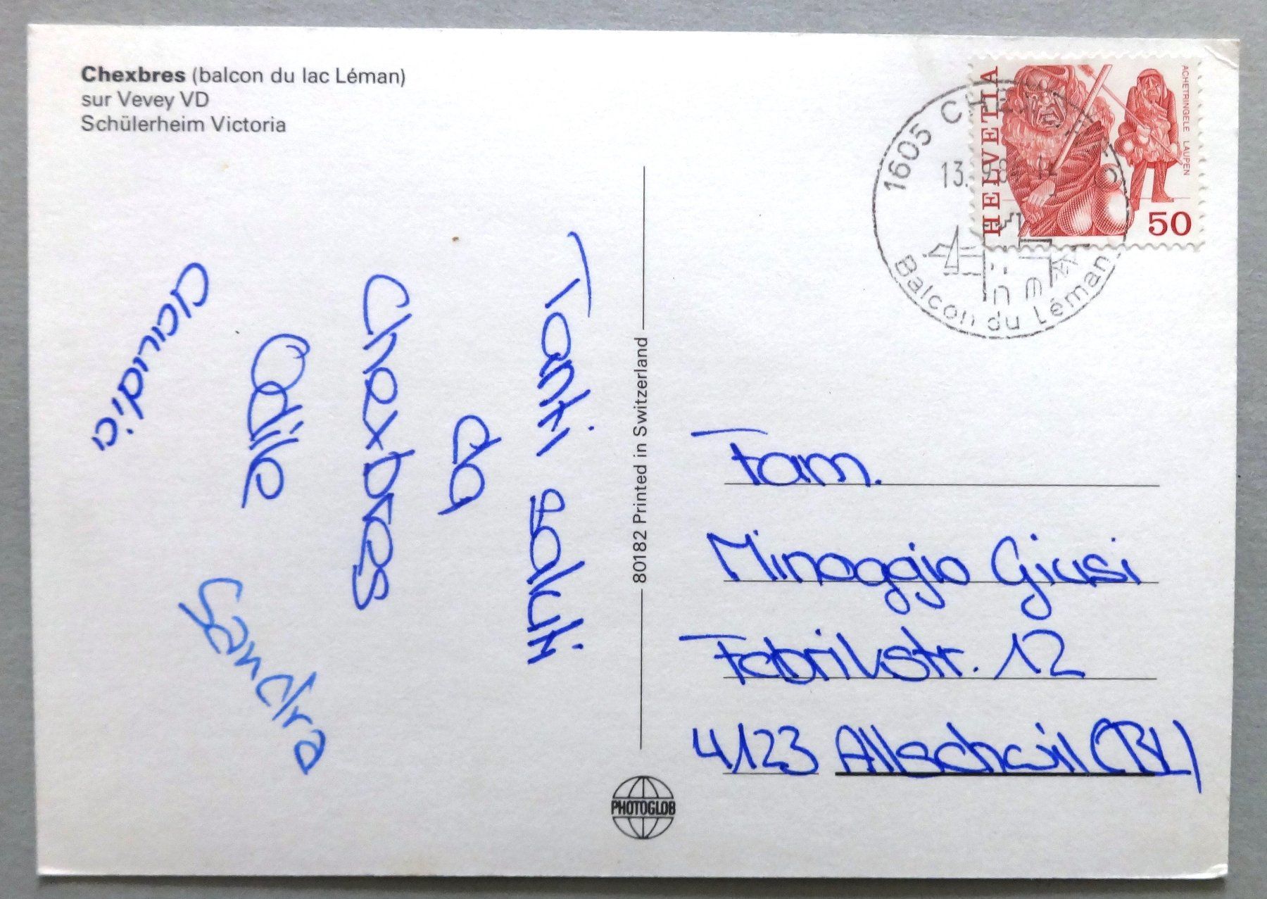 Cartoline postali: Chexbres sur Vevey – Usato da Fétigny venduto da Billy2miny 1