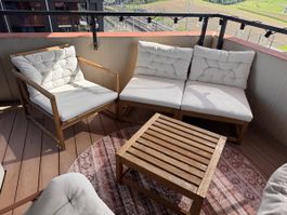 Gartenlounge Set Holz mit Polstern